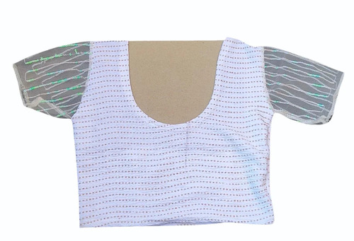 White Polyester Printed Blouse - Neck Style: Round Neck