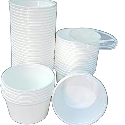White Round Disposable Plastic Food Containers