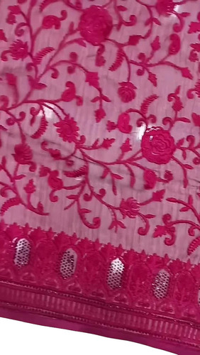 Dark Pink Wedding Wear Saree - Fabric Type: Chiffon