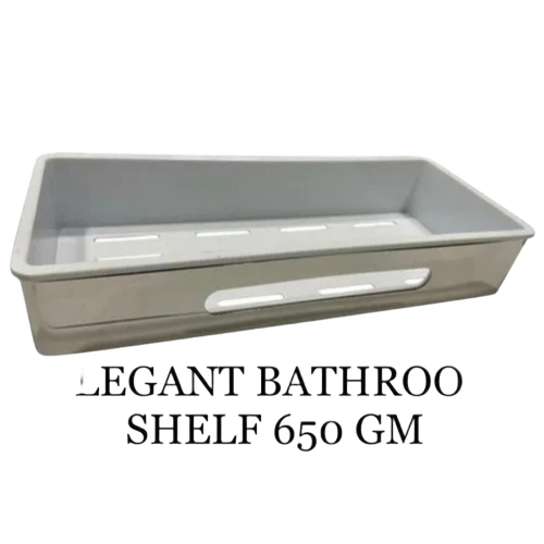 Elegant Bathroom Shelf - Durable Silver Rectangular, Glossy Satin Finish, Corrosion Resistant Rust Proof