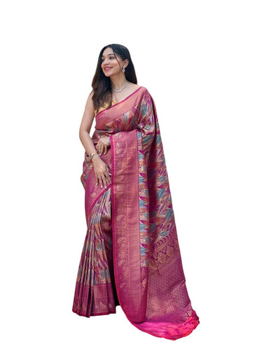 Pink Kanchipuram Silk Sarees - Gender: Women