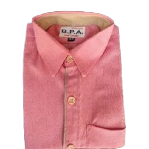 Half Sleeve Pink Cotton Shirt - Breathable, Quick Dry, Anti Wrinkle, Colorfast, Customized Logo, Middle School Fit