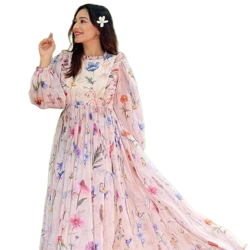 Casual Maxi Dress - Lightweight Breathable Fabric, Multicolor, Full Sleeves, Machine Washable, Anti Wrinkle, No Fade