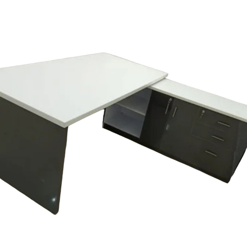 Executive Office Table - Laminate and Wood, White Top with Dark Gray Legs | Durable, Fine Finish, Scratch-Resistant Surface