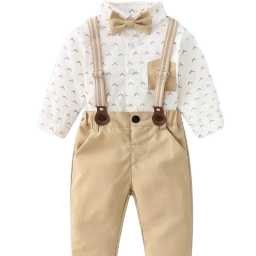 Kids Baba Suit - Cotton-Like Fabric, Custom Sizes, White | Breathable, Quick Dry, Skin Friendly, Geometric Pattern