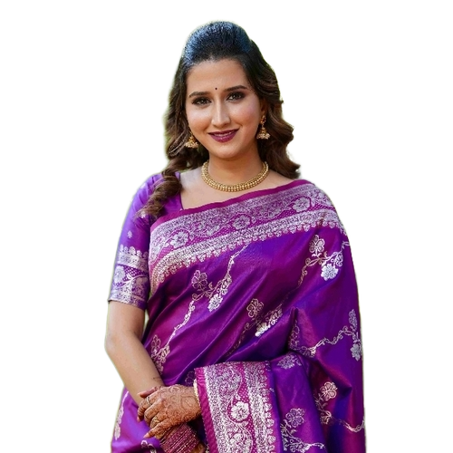 Purple Ladies Sarees - Soft Lightweight Fabric, Elegant Purple, Skin Friendly, Modern Printed Pattern