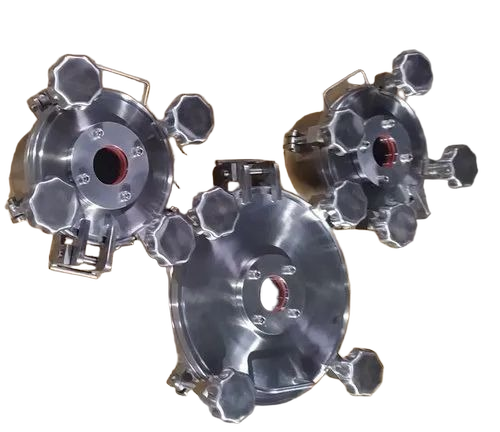 Stainless Steel Dairy Manhole Cover With Hand Hole - SS 304, 500 mm Dia, 5 Ton Load | Round Tank Application, Solid Top