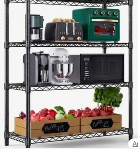 4-Tier Heavy Duty Metal Storage Rack - Metal Black | Corrosion Resistant Strong Load Capacity Multi-Layer Shelves