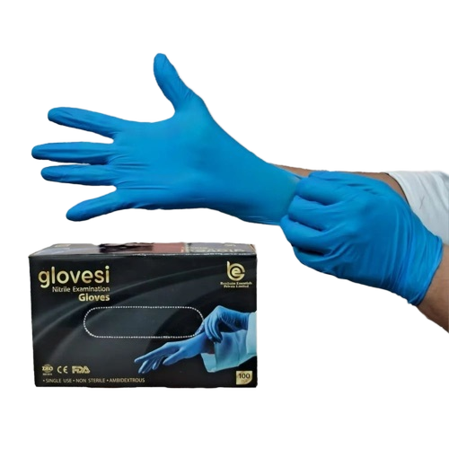 9.5 Inch Nitrile Examination Gloves - Extended Length, Powdered, Latex-Free | Disposable, Skin Friendly, Sterilized