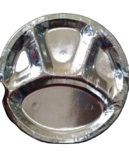 Silver Foil Paper Plate - Pattern Type: Plain