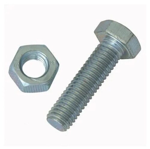 Nut Bolt - Steel, Standard Size, Zinc-Plated | High Strength, Corrosion Resistant, Heat Treated, Hexagonal Head