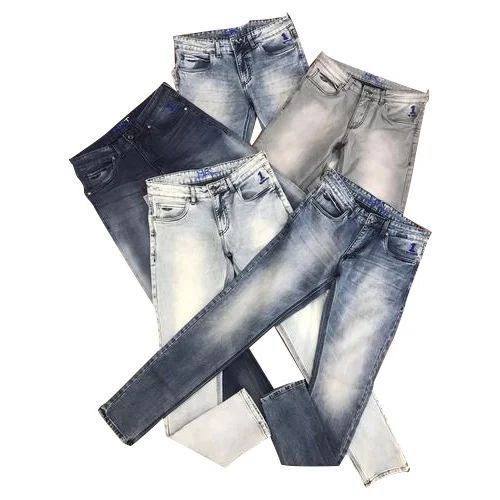 Mens Fadded Jeans - Denim, Blue | Slim Fit, Soft Texture, Distressed Look, Cool Dry, Reversible