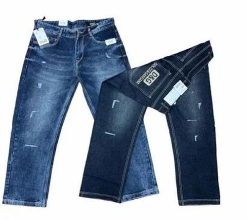 Soft Texture Mens Jeans - Denim, Blue and Black, Breathable | Distressed Look, Soft Texture, Durable Stitching, Washable Fabric