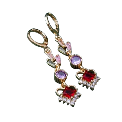 Bali Hanging Designer Earring - Lightweight Multi Color, Rectangular Shape | Stylish Design, Intricate Detailing, Shiny Finish, Comfortable Fit