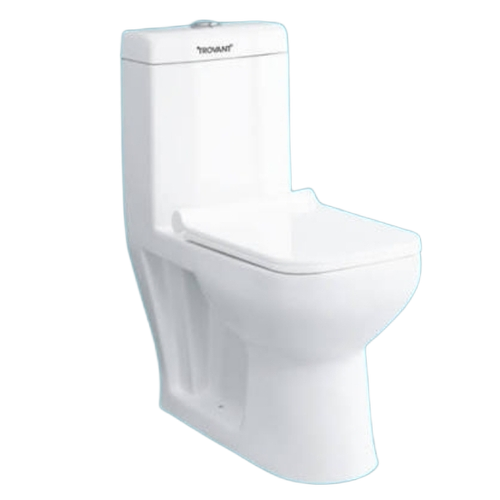Bathroom One Piece Toilet Seat - Ceramic, Floor Mounted, White | Water Efficient, Soft-Close, Ergonomic, Easy Cleaning