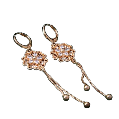Ladies Fancy Hanging Earrings - Gold-Plated, All Size, Golden | Hypoallergenic, Colorful Stones, Intricate Pattern, Comfortable Fit