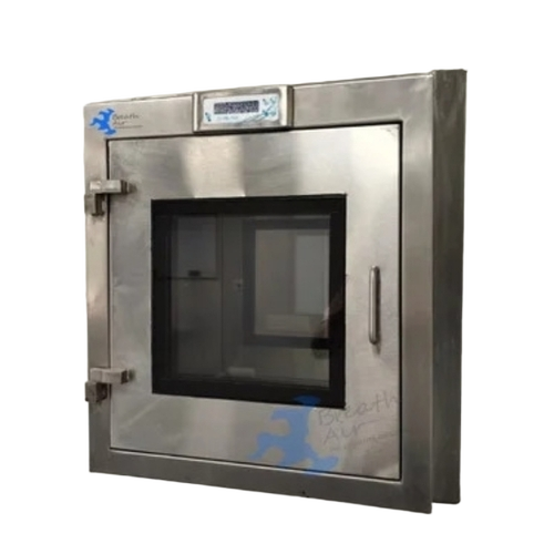 Square Static Pass Box - Metal Double Doors Transparent Panels, Wall Mounted, Durable Easy Operation