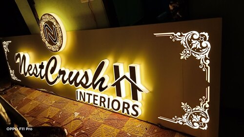 Acrylic Led Sign Board - Acrylic, Customized Size, Golden, Electric Powered | Long Lasting, Eco Friendly, Stylist