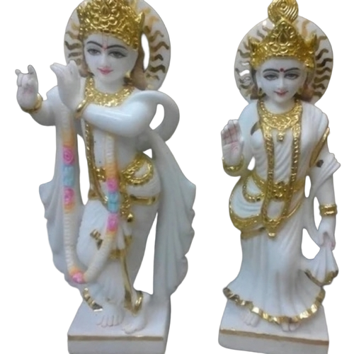 Radhe Krishna Marble Statue - Marble, Standard Size, White | Durable, Eco-Friendly, Moisture Proof