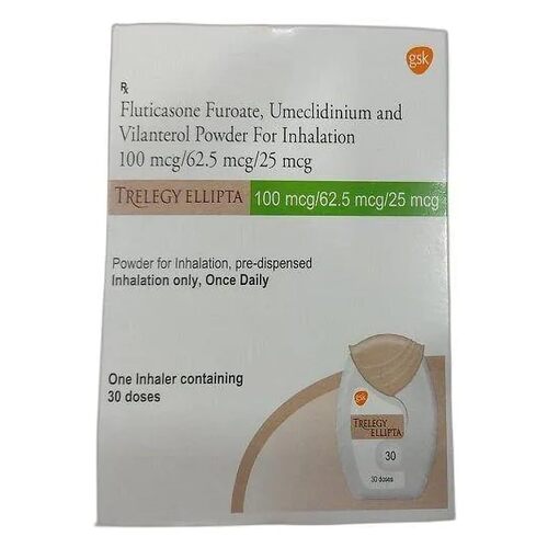 Trelegy Ellipta 200mcg 62.5mcg 25mcg - Dry Powder Inhalation, 30 Doses, Fluticasone Furoate + Umeclidinium + Vilanterol