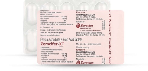 Zemcifer Xt Folic Acid Tablet - Strip Packaging, Tablet Form | Dosage One Tablet Daily, For Anemia, Suitable For Adults