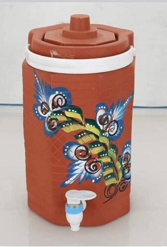 Brown Colour Printed Terracotta Clay Water Pot