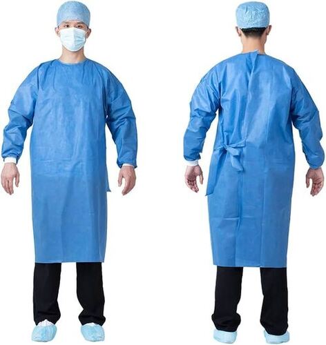 Disposable Non Woven Surgical Gown - Non Woven, Standard Size, Blue | Comfortable, Skin Friendly, Long Sleeve