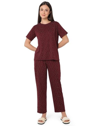 Ladies Nightwear Set - Cotton All Size Maroon | Stylist Comfortable Skin Friendly