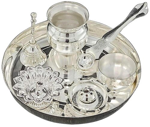 Silver Coated Puja Thali Set