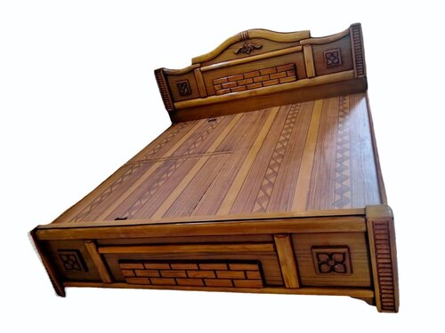 Wooden Bed - Wooden, Standard Size, Brown | Eco-Friendly, Durable, Folded, No Assembly Required