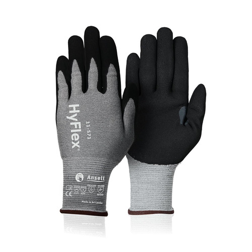 Ansell Hyflex 11-571 Intercept Technology Nitrile Work Gloves - Color: Black