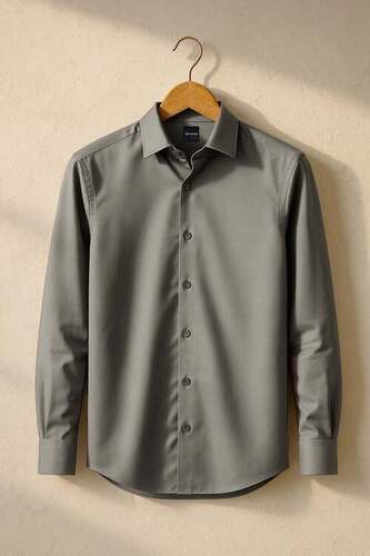 Classic Gray Shirt - New Good Quality, All Size Gray Cotton Blend, Full Sleeves, Anti Wrinkle, No Fade, Comfortable