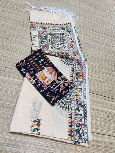 Khadi Cotton Madhubani Printed Saree