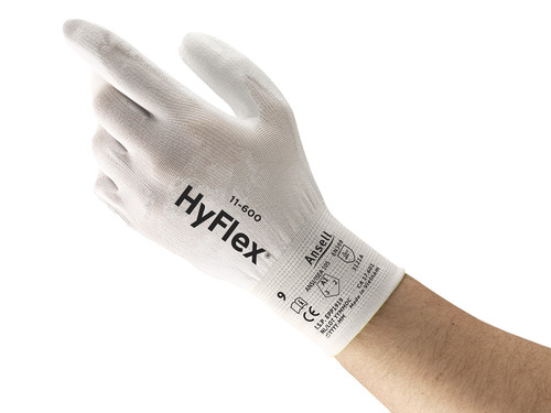 Ansell Hyflex 11-600 White 15 Gauge Pu Coated Safety Gloves - Material: Polyurethane