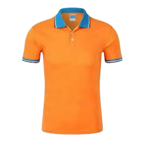 Corporate Plain T Shirts - Cotton Blend, Unisex, V-Neck, Half Sleeves, Orange & Blue | Lightweight, Quick Dry, Comfortable Fit