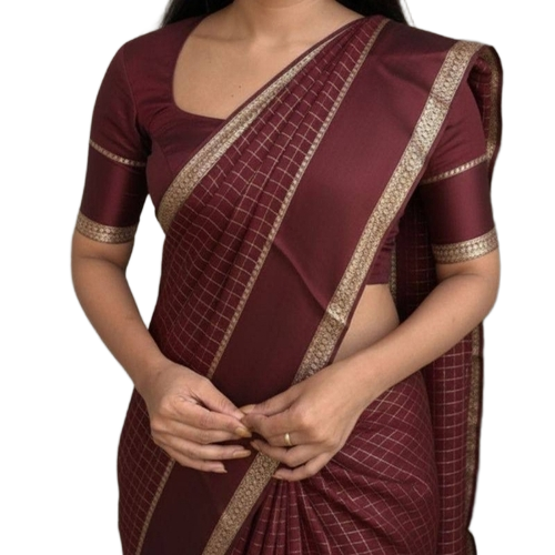Cotton Saree - Cotton, Maroon, Floral | Elegant Drape, Lightweight Fabric, Soft Texture, Stylish Design, Ethnic Appeal
