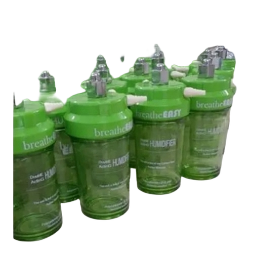 Medical Oxygen Humidifier Bottle - ABS Plastic Green Transparent Body | Leak Resistant Lightweight Heat Tolerant Humidification Nozzle