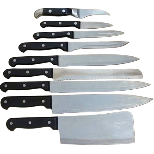 Kitchen Knives - Stainless Steel, Black and Silver | Sharp Edge, Ergonomic Handle, Rust Resistant, Durable Blade, Balanced Weight, Precision Cutting, Easy Cleaning, Comfortable Grip