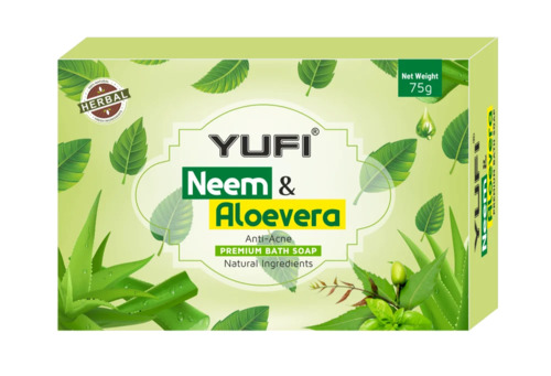 Neem And Aloevera Soap - 75g Green, 100% Purity, Cake Form | Aloe Vera Fragrance, Medicated, Fresh Perfume, Middle Foam