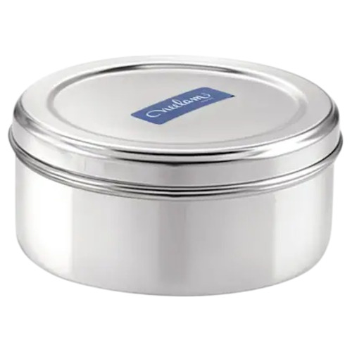Stainless Steel Food Box - Round Shape, Customized Size, Silver Color | Glossy Lamination, Water Resistant, Durable