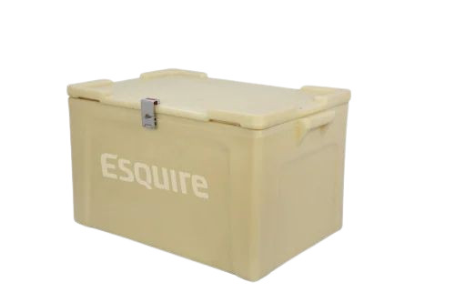 Insulated Ice Storage Box - Plastic Standard Size Beige | 25 Kg Capacity Rectangle Shape Handle Fine Finished Durable