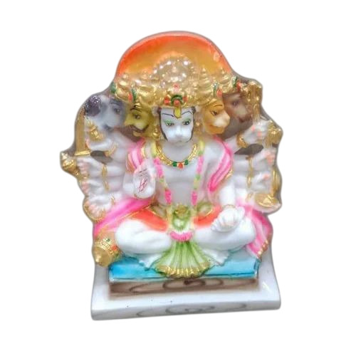 Marble Panchmukhi Hanuman Statue - Fine Finished Durable Marble, Standard Size, Multicolor | Polished Religious Sculpture, 6 Month Warranty