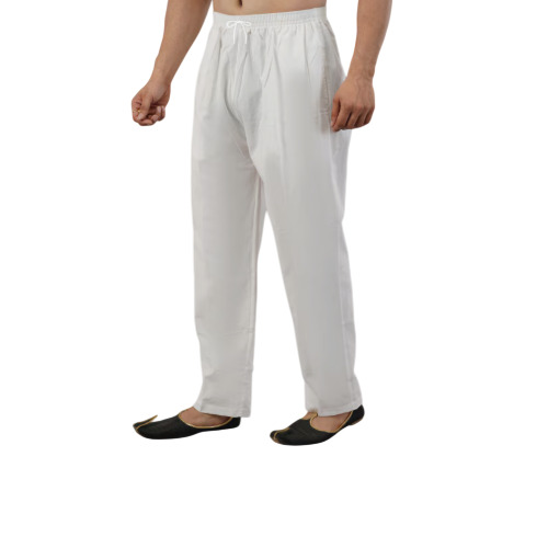Mens Cotton Elastic Waist Pajama - Color: White