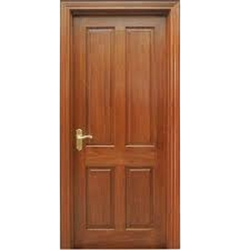 Wooden Door - Solid Wood Standard Size Brown | Entry Door Left Lock Handle Fine Finished Durable