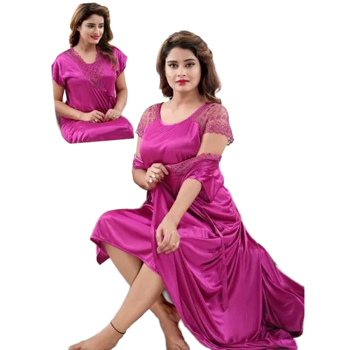 Ladies Purple Silk Nightgown - Feature: Comfortable