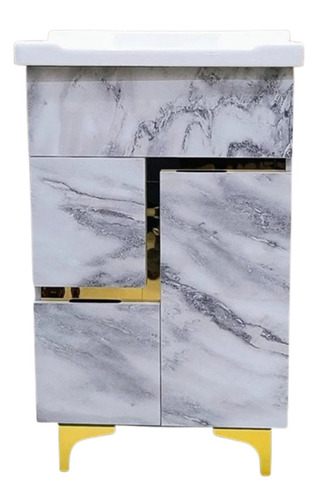 Bathroom Vanity Cabinet - Marble, Customized Size, White & Gray | Water Resistant, Soft Closing Doors, Sink Integration