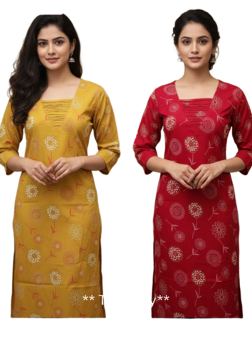 Vertigon Side Slit Kurti - Length: 44 Inch (In)