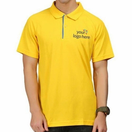 Athletic T Shirt - Cotton S to XXXL Yellow | Polo Collar Quick Dry Lightweight Wrinkle Resistant