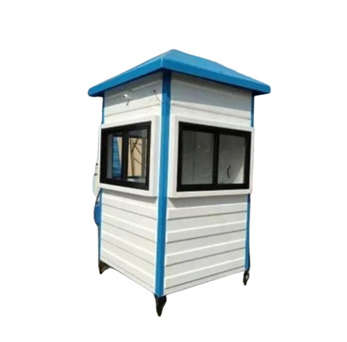 Frp Portable Security Cabin - Modular Frp Build, White & Blue | Portable, Floor Mounted, Water Resistant, Easy to Clean