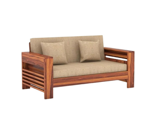 Timber Sofa - Solid Wood, Two Person Seating, Brown, Rectangular | Elegant Design, Polished Finish, Easy Relocation